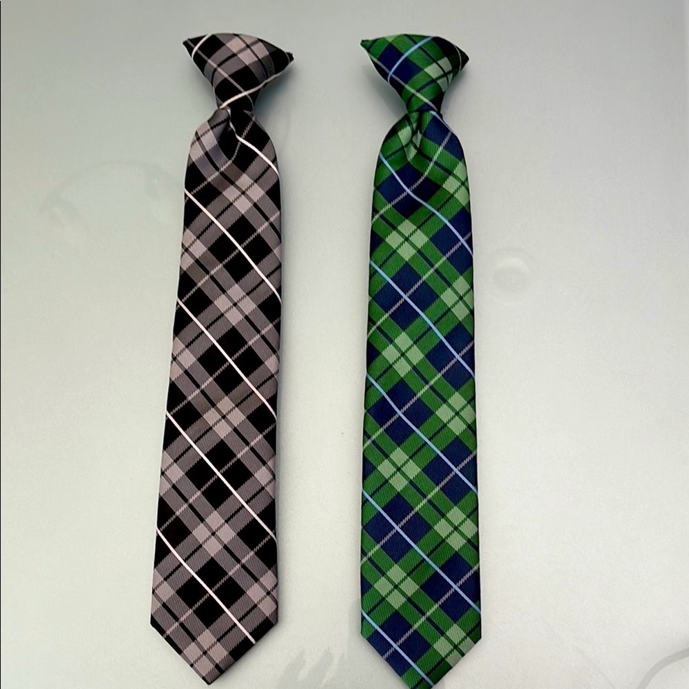 Chaps Black and Green Plaid Ties Accessories